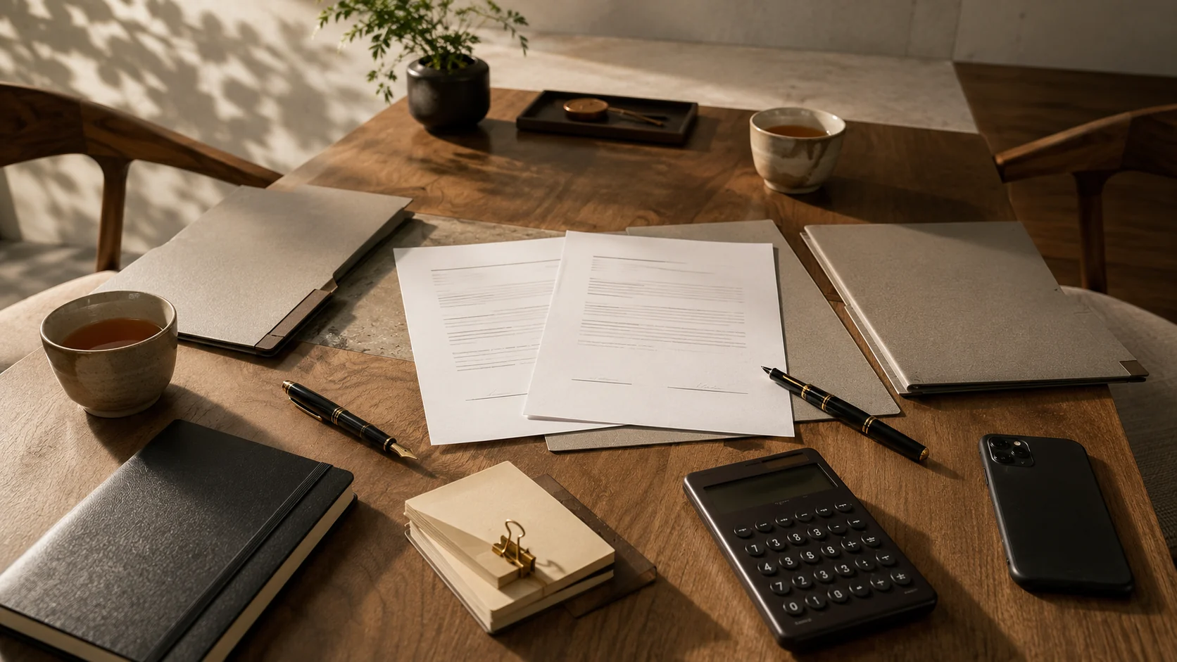 Professional desk with documents and two work positions representing clear agreements and cooperation for the Ox in 2026.