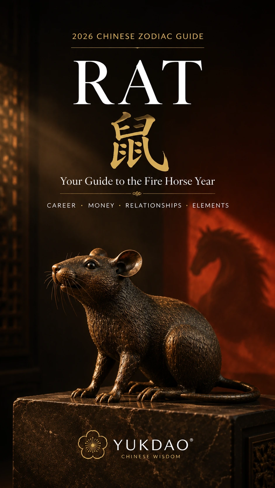 Bronze Rat sculpture for the 2026 Rat Chinese Zodiac Fire Horse guide.