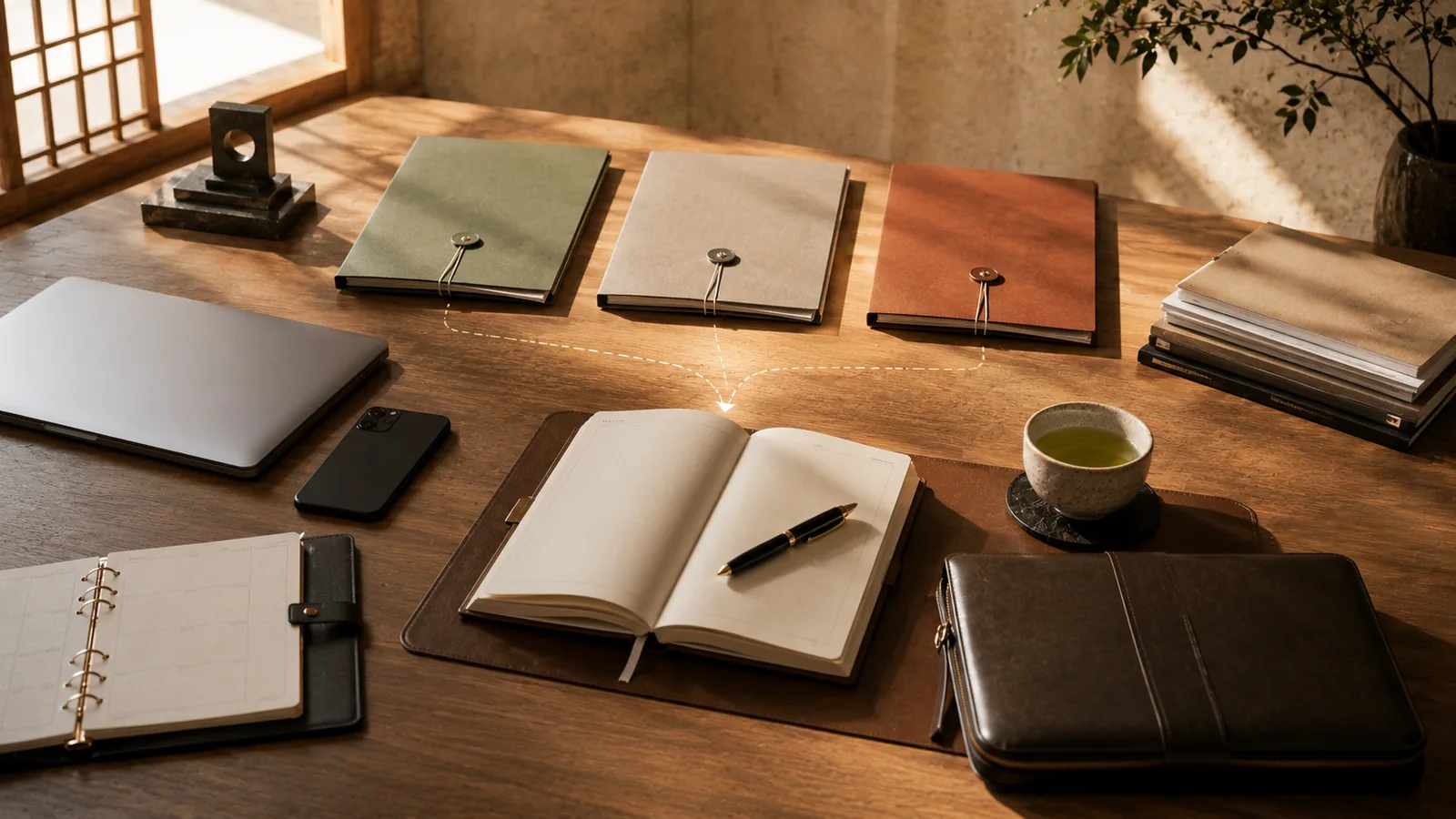Professional workspace with notebooks, planning documents and tea representing focus and direction for the Tiger in 2026.