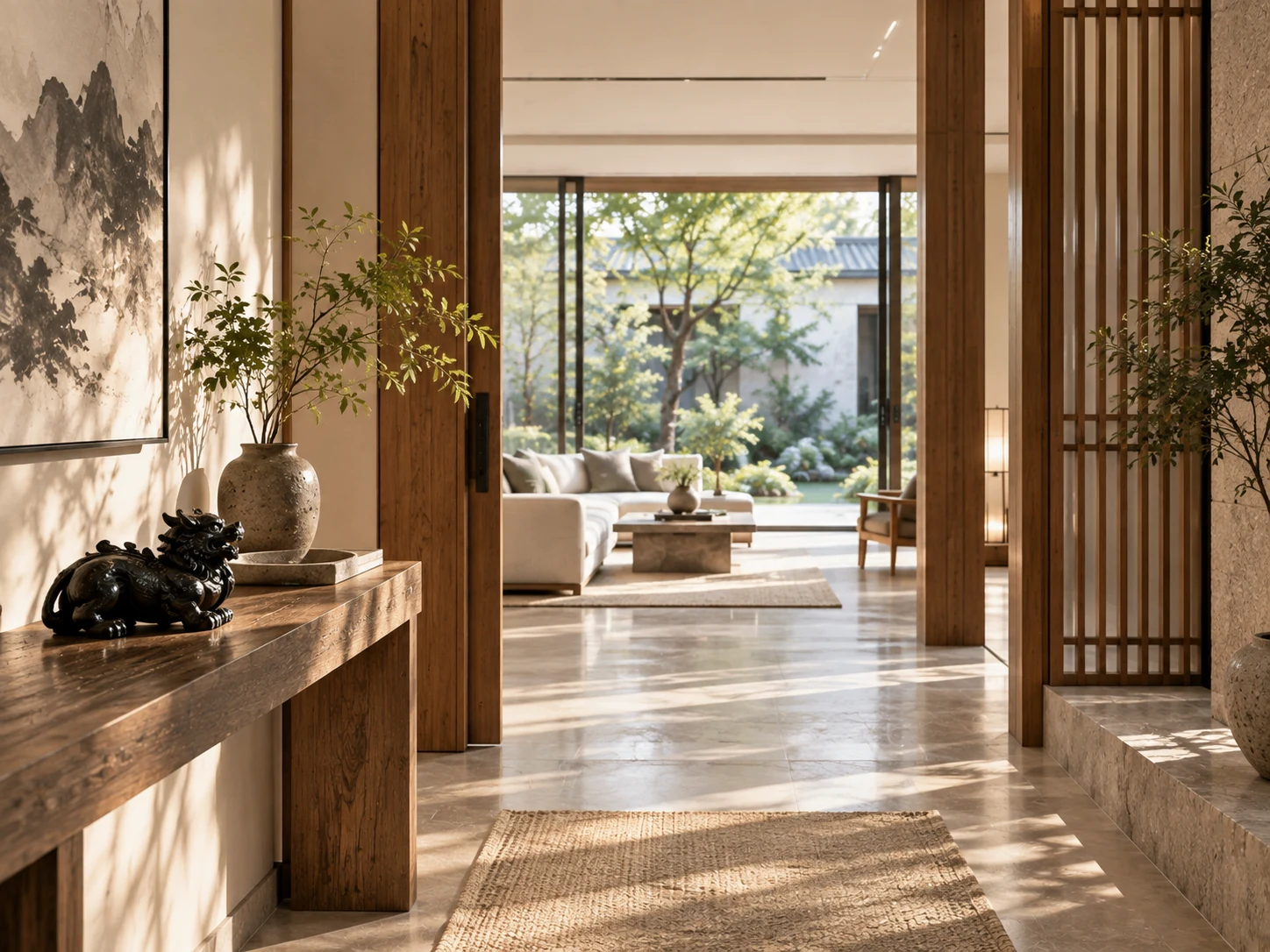 Black Pi Xiu displayed in a contemporary home entrance