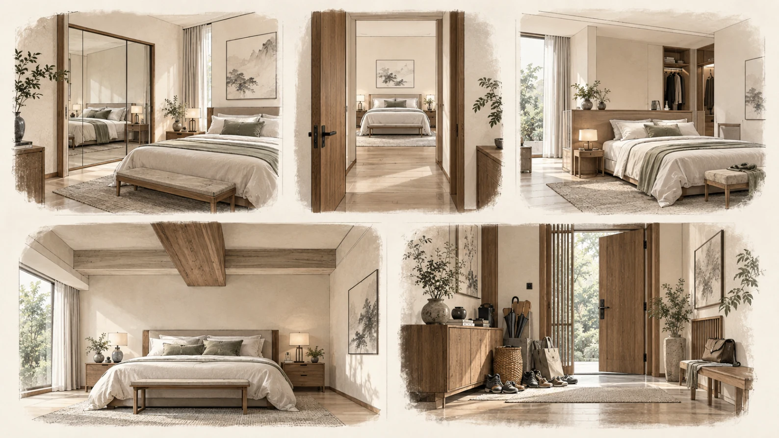 Five illustrated home arrangements traditionally treated with caution in Feng Shui